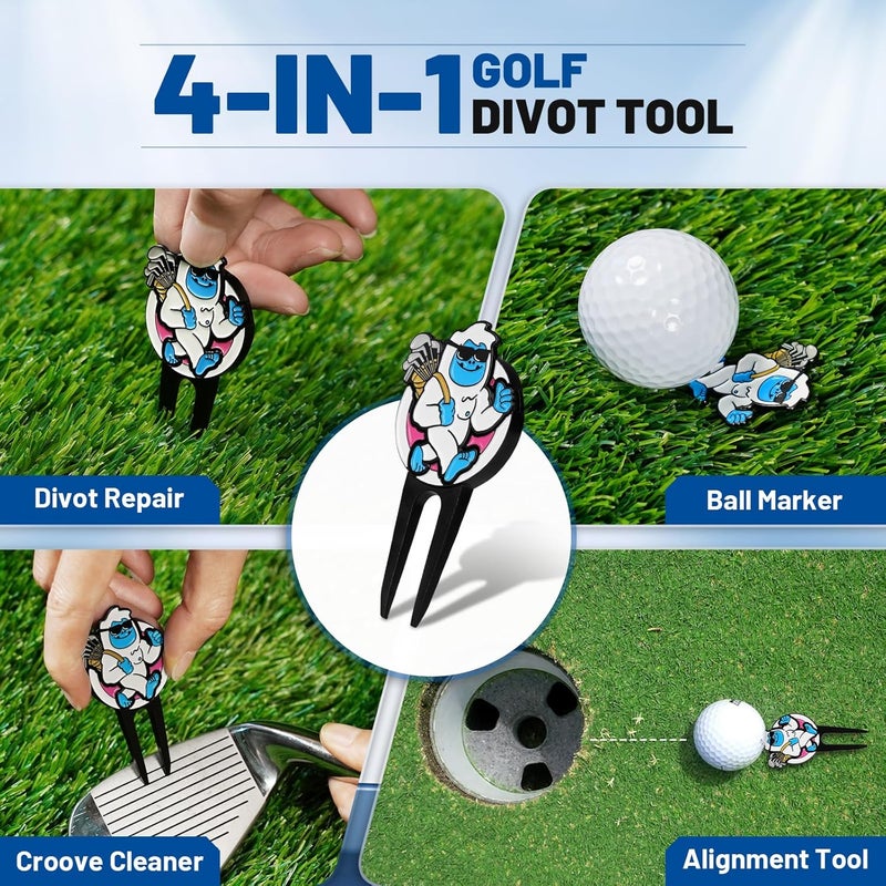 Big Crazy Divot Repair Tool, Divot Repair Tool, Sasquafch and Yeti Golf Green Golf Divot Tool, 4-in-1 Divot Tool, Golf Ball Marker, Golf Groove Cleaner and Alignment Tool - Image 5